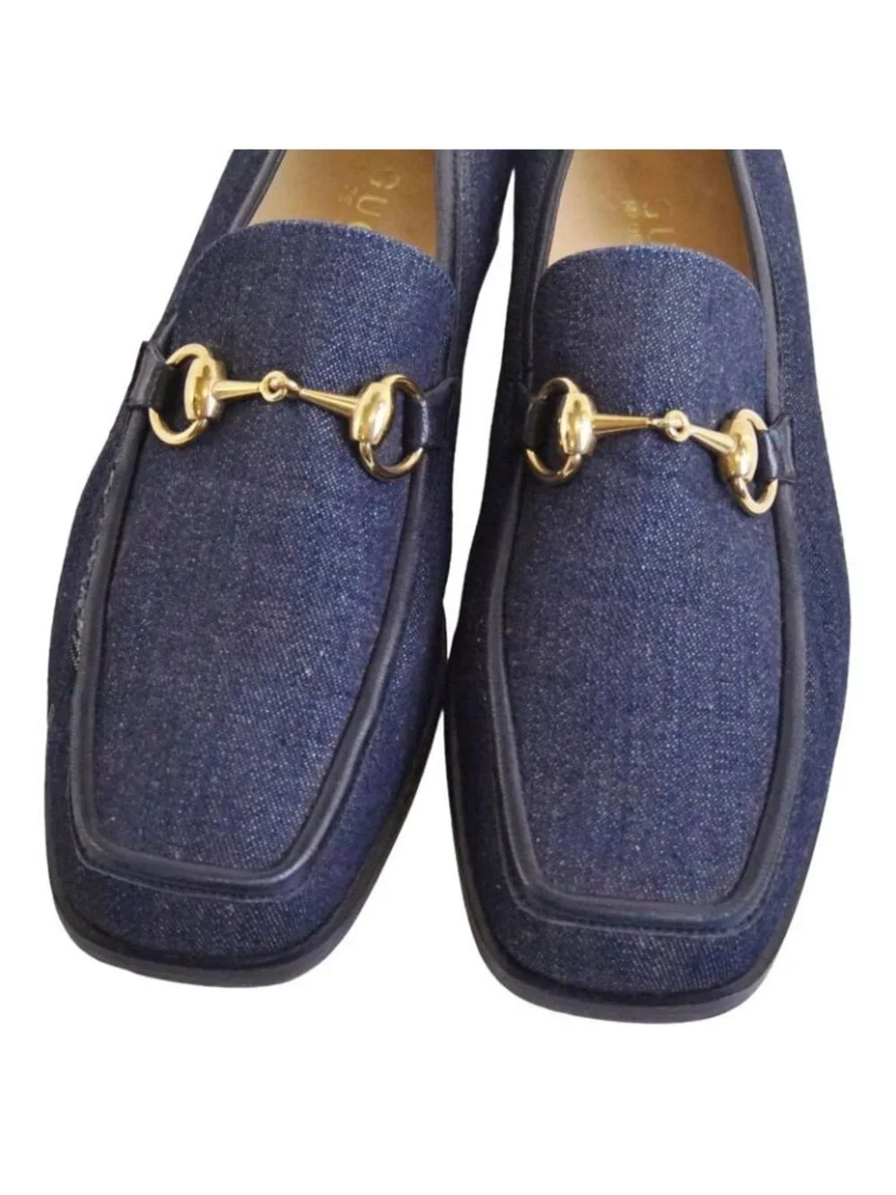Gucci Vintage Loafers Moccasins Denim Horsebit - Picture 3 of 9